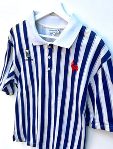 LE COQ SPORTIF 'Yannick Noah' Pinstripe Polo. Sz XL. Italy.