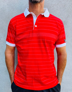 FILA Red Pinstripe Court Polo. Sz 42. Italy.