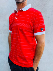 FILA Red Pinstripe Court Polo. Sz 42. Italy.