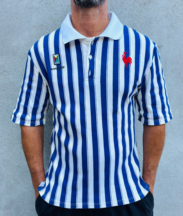 LE COQ SPORTIF 'Yannick Noah' Pinstripe Polo. Sz XL. Italy.
