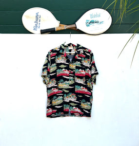 BRITTANIA Tennis Picnic Rayon Resort Shirt. Sz M.
