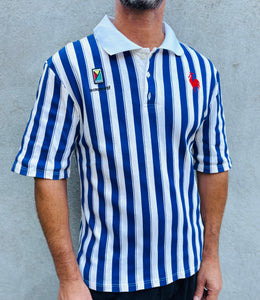 LE COQ SPORTIF 'Yannick Noah' Pinstripe Polo. Sz XL. Italy.