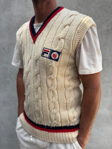 FILA Bjorn Borg Cable Knit Wool Vest. Sz. 42. Italy.