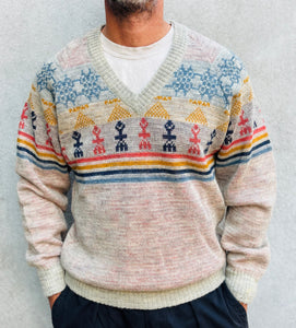 FILA V-Neck Winter Wool Ski Sport Sweater. Sz 42. Italy.