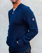 Load image into Gallery viewer, FILA Navy Zip Wool Cardigan. Sz 38. Italy.