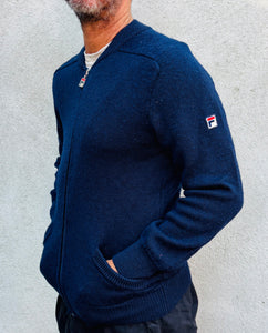 FILA Navy Zip Wool Cardigan. Sz 38. Italy.
