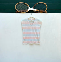 Load image into Gallery viewer, ELLESSE Pink/Blue Stripe V-Neck Tennis Top. Sz 7.