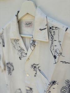 MANHATTAN Famous Golf Holes Cotton Resort Shirt. Sz M.