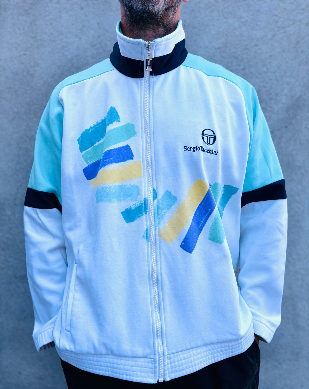SERGIO TACCHINI 'Mats Wilander' Color Block Court Jacket. Sz 52. Italy.