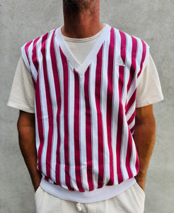 LE COQ SPORTIF Collection Noah Pinstripe Court Vest. Sz XL. France.